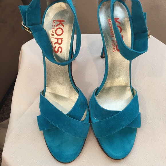 👠MICHAEL KORS TEAL SUEDE LASSO LAGOON SPORT SUE SANDLE – 9 ½ - Picture 5 of 9